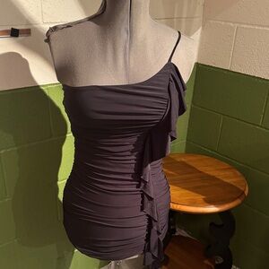 American Threads Elegant One-Shoulder Black Dress